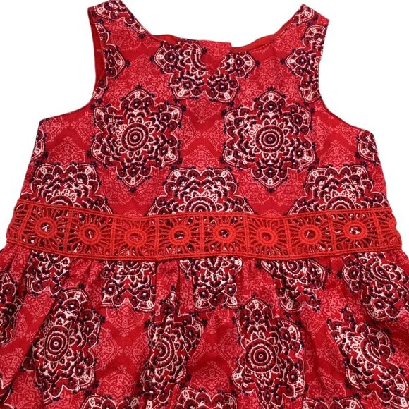 Nautica Baby Girl Handkerchief Dress 0-3M Sleeveless Red Medallion Print Cotton - Picture 12 of 15